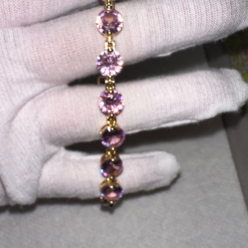 Elegant pink Moissanite Diamond gold-plated 925 brecelet